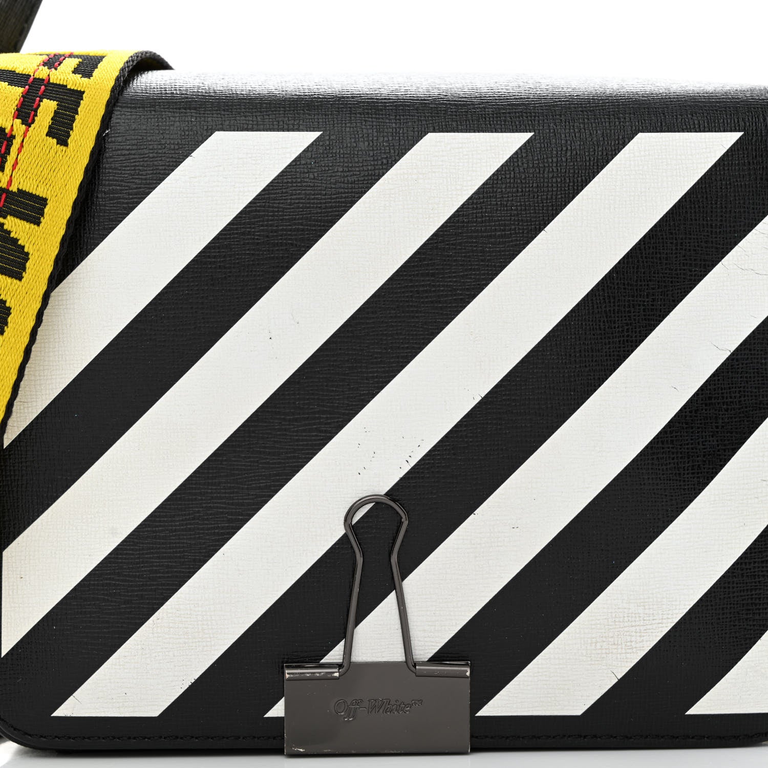 Off-White Calfskin Diag Flap Bag Black White 8 of 15