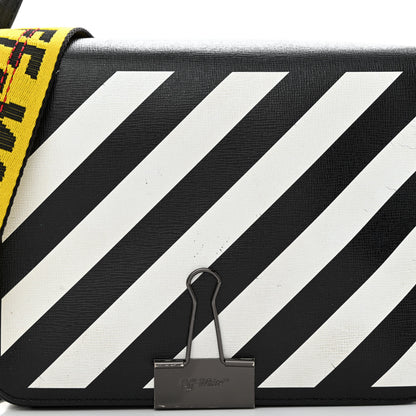 Off-White Calfskin Diag Flap Bag Black White 8 of 15