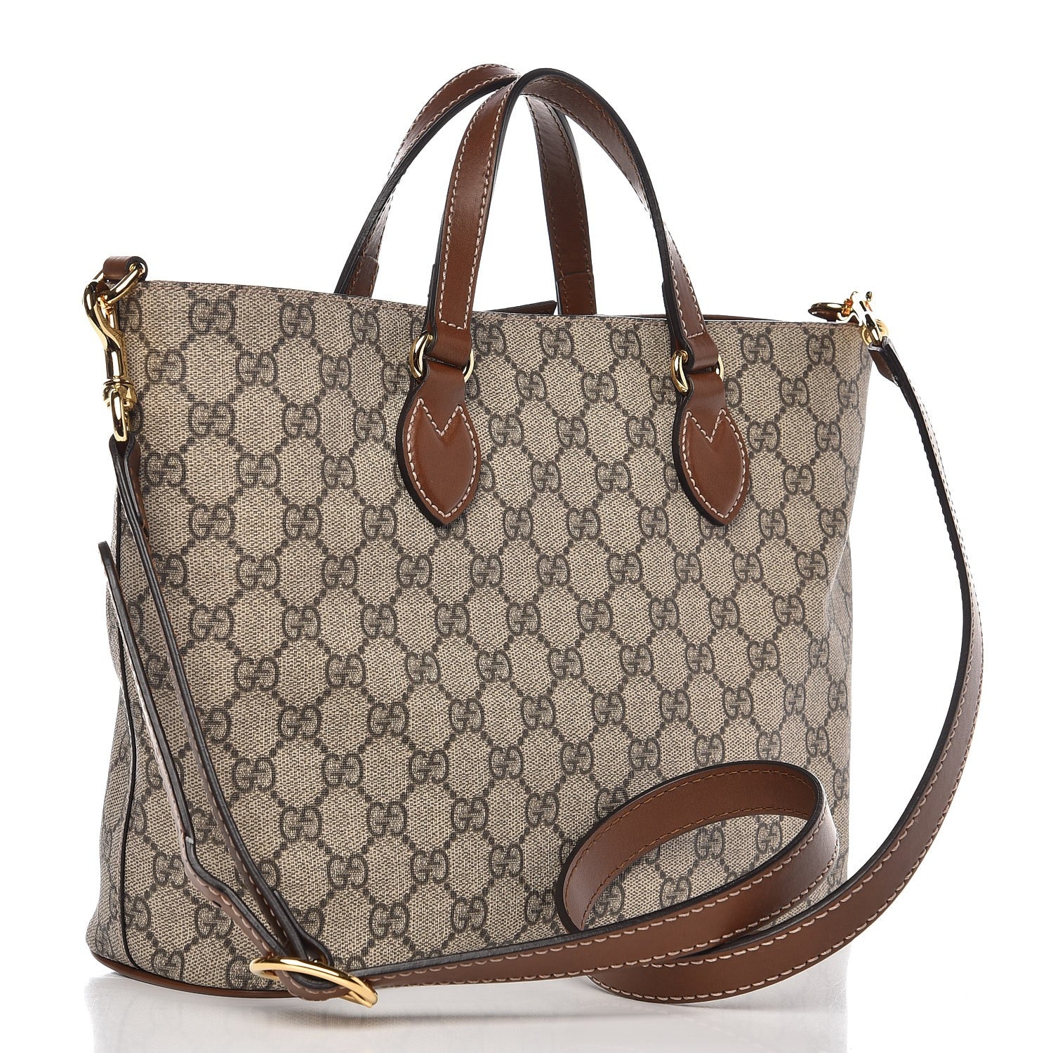 Gucci Soft GG Supreme Monogram Small Crossbody Tote Beige Cuir 3 of 7