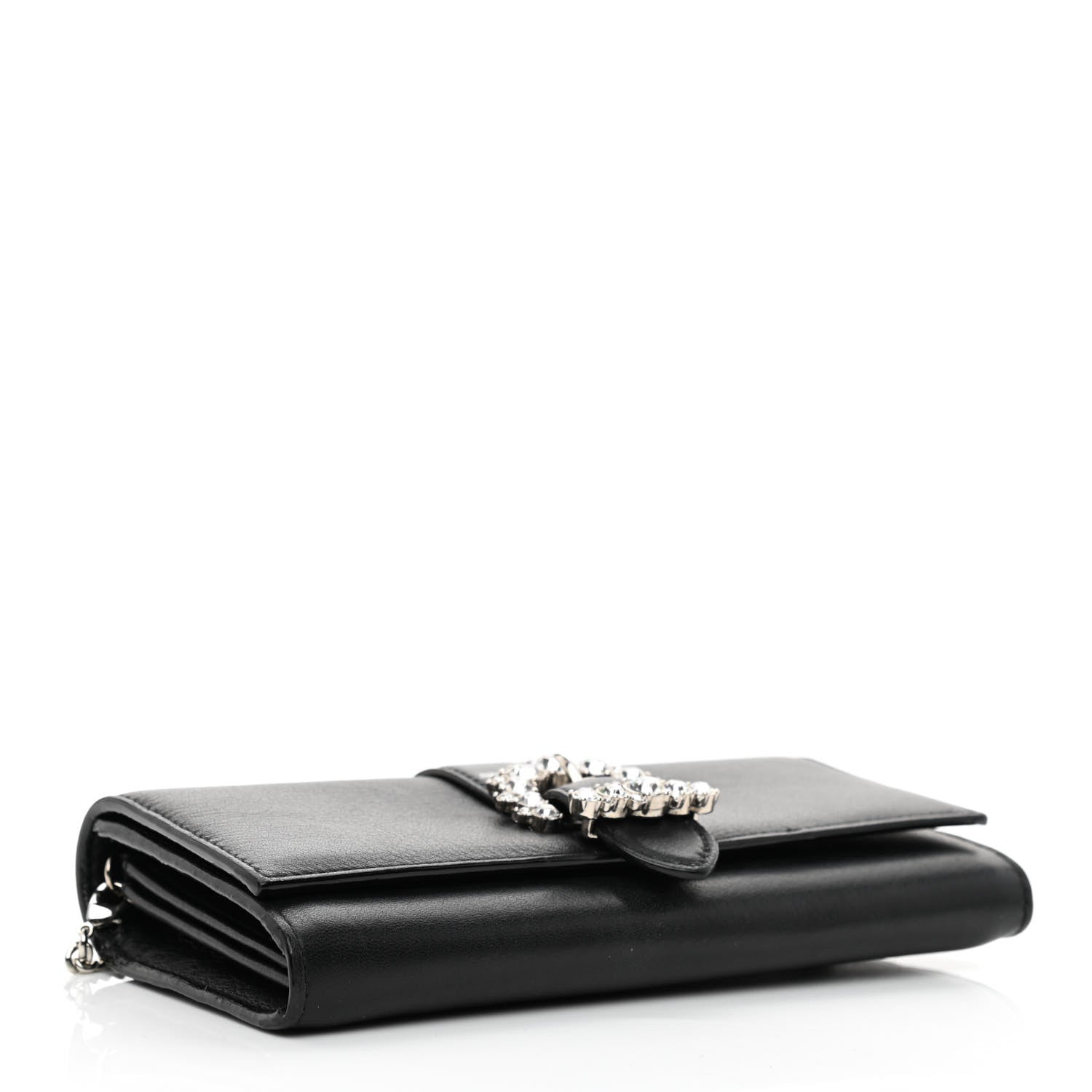 Jimmy Choo Calfskin Crystal Cheri Wallet on Chain Bag Black 4 of 11