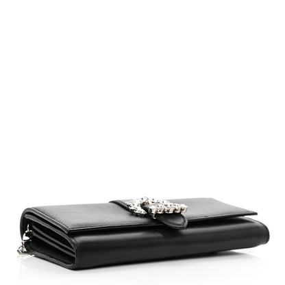 Jimmy Choo Calfskin Crystal Cheri Wallet on Chain Bag Black 4 of 11