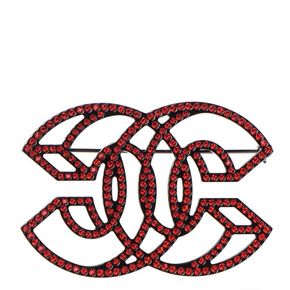 Chanel Crystal CC Brooch Red 1 of 4