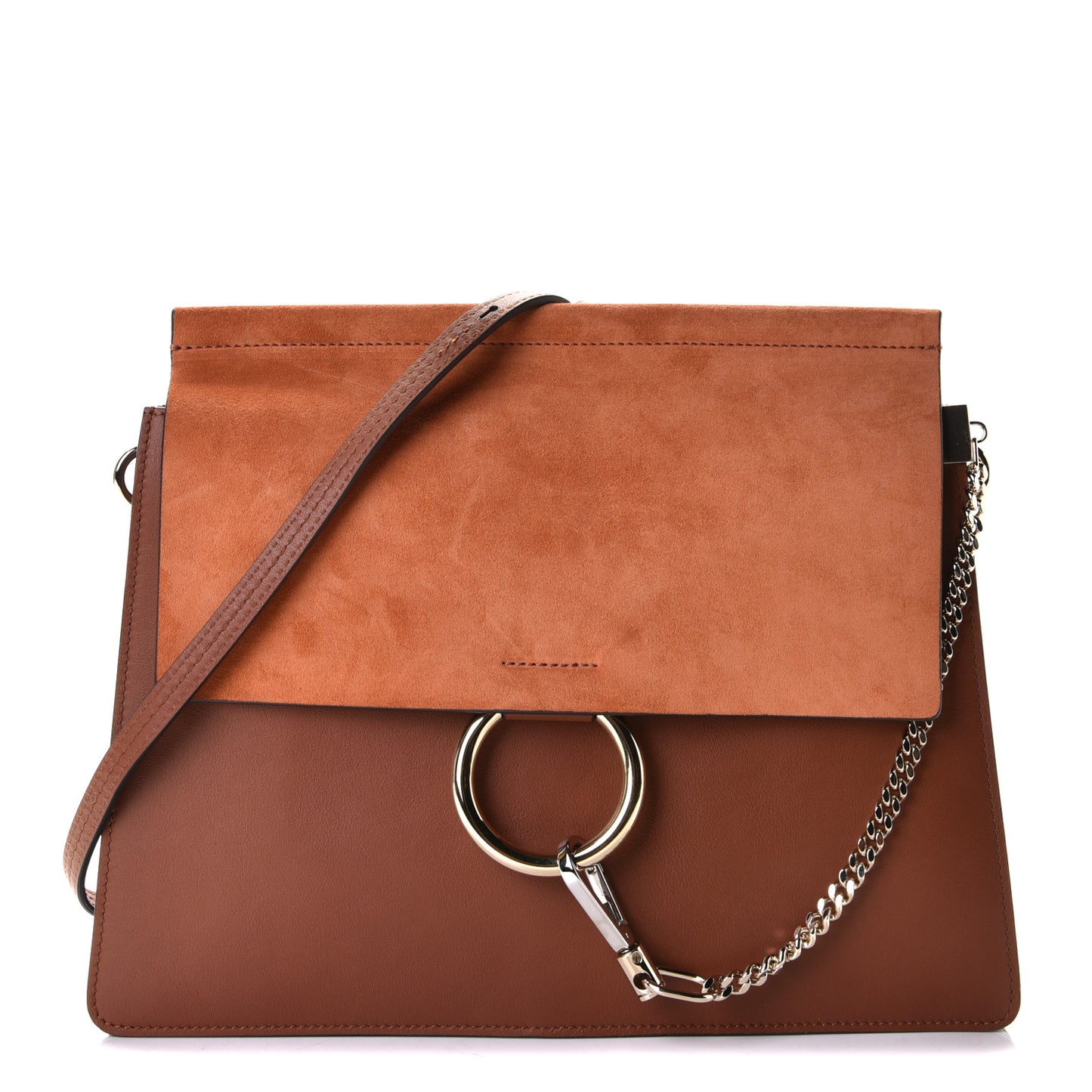 Suede Calfskin Medium Faye Shoulder Bag Tobacco