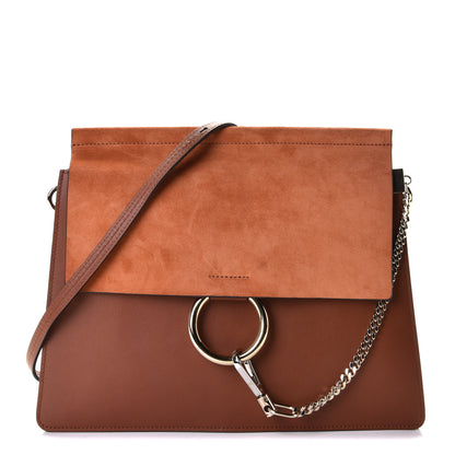 Chloe Suede Calfskin Medium Faye Shoulder Bag Tobacco 1 of 6