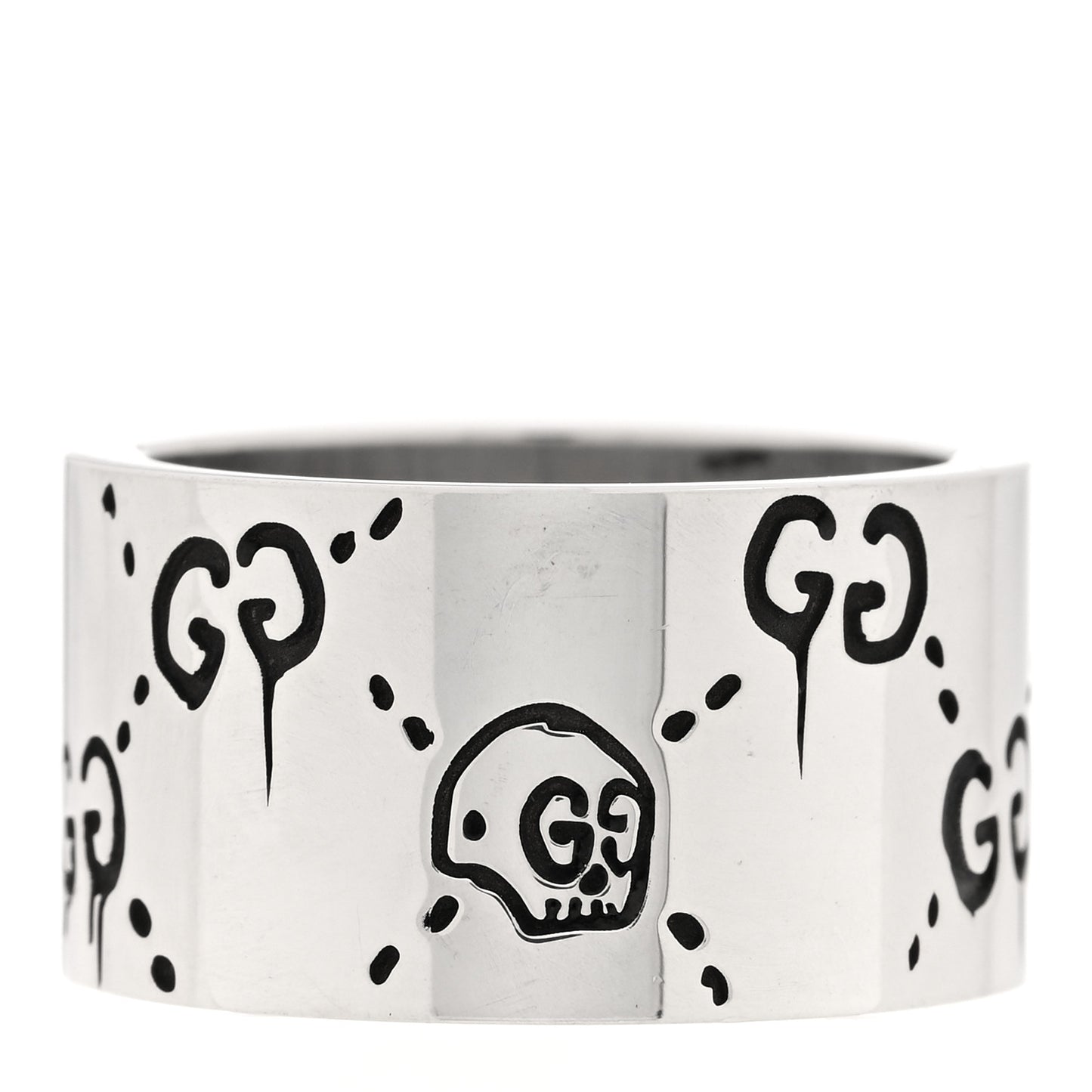 Sterling Silver GucciGhost Hamlet Skull Band Ring 56 7.5