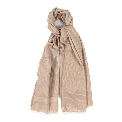 Christian Dior Cashmere Oblique Fringed Scarf Biege 1 of 3