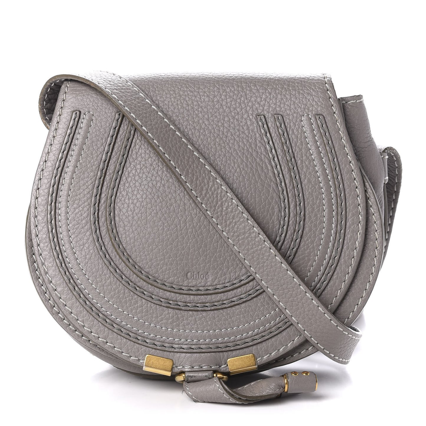 Calfskin Mini Marcie Round Crossbody Bag Cashmere Grey