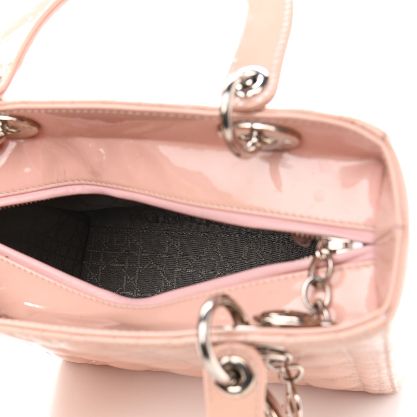 Patent Cannage Medium Lady Dior Rose Clair
