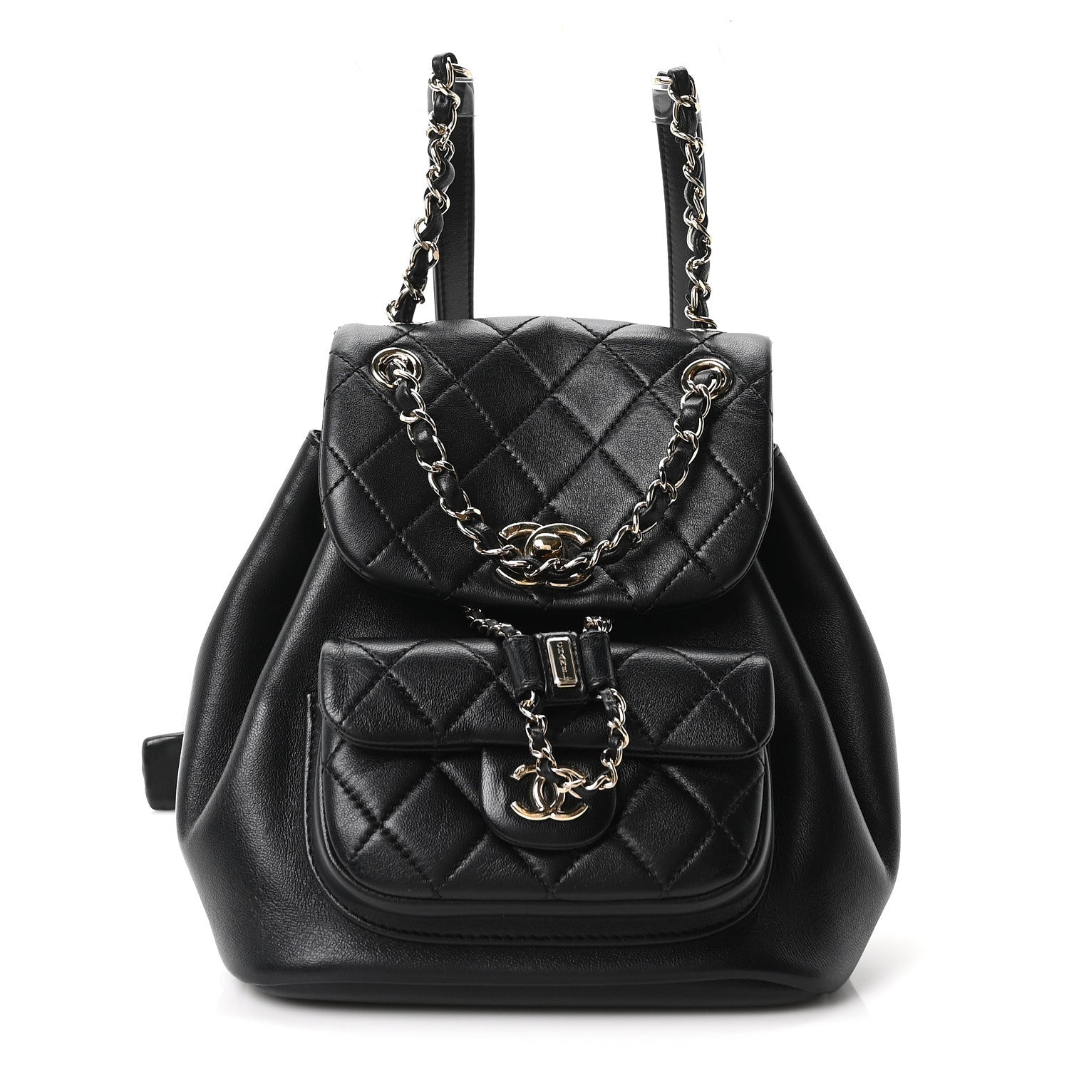 Chanel Lambskin Quilted Small Duma Drawstring Backpack Black 1 of 11