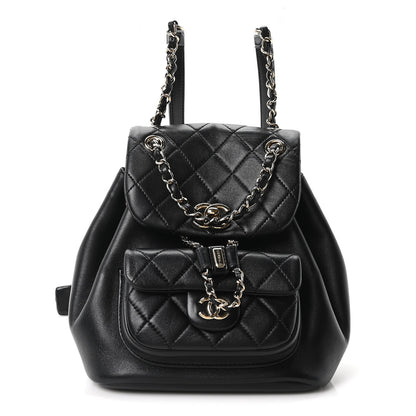 Chanel Lambskin Quilted Small Duma Drawstring Backpack Black 1 of 11