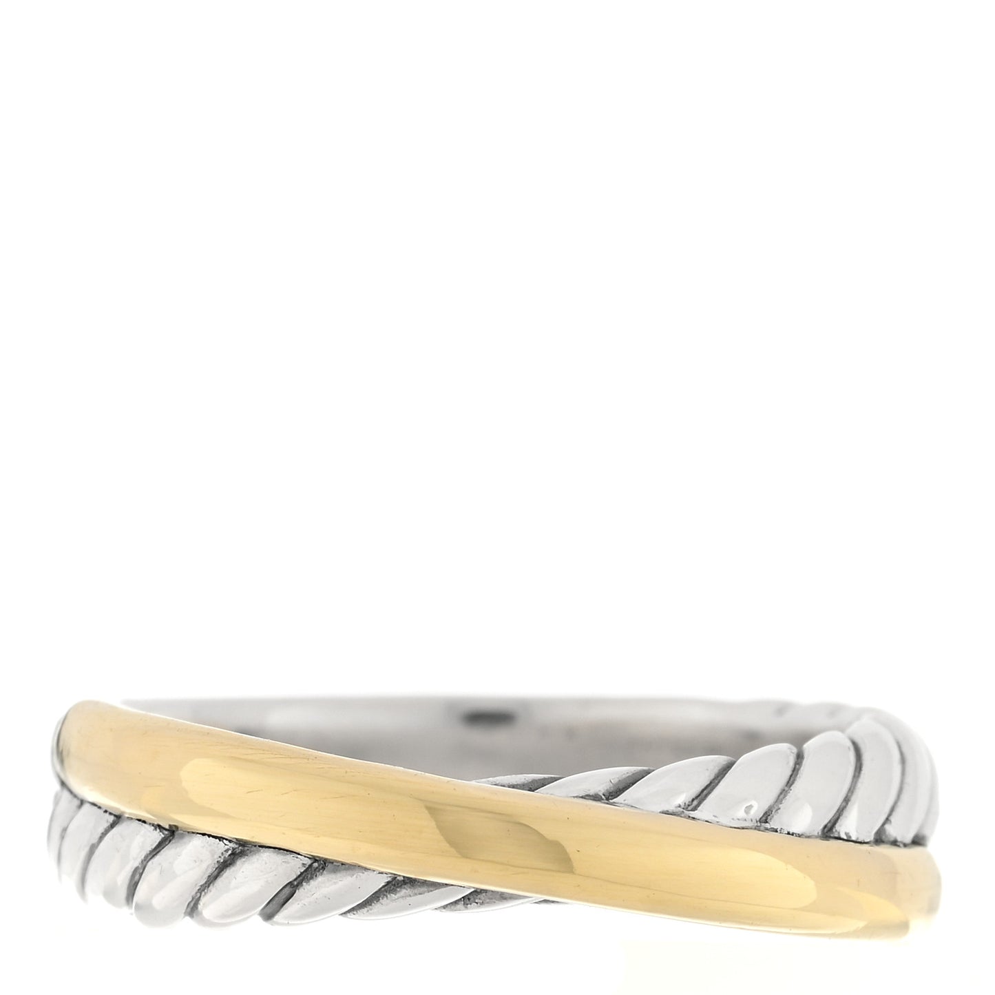 Sterling Silver 18K Yellow Gold Narrow Crossover Ring 58 8.25