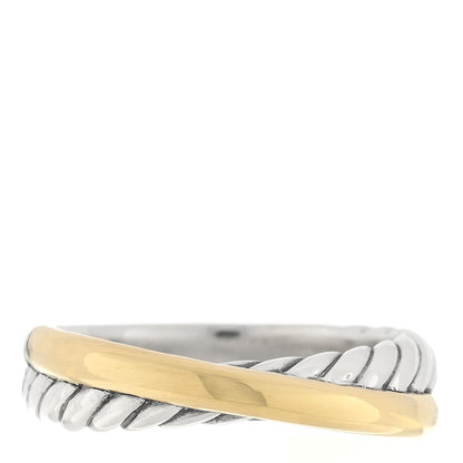 David Yurman Sterling Silver 18K Yellow Gold Narrow Crossover Ring 58 8.25 1 of 4