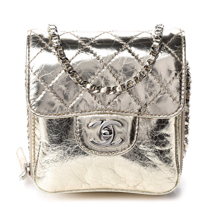 Chanel Crackled Aged Calfskin Mini Crossbody Flap Gold 1 of 10