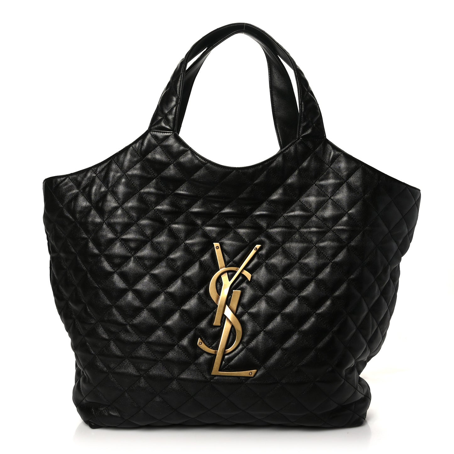 Lambskin Quilted Maxi Icare Shopping Tote Black