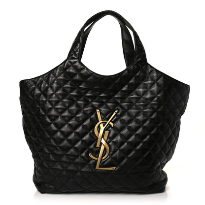 Saint Laurent Lambskin Quilted Maxi Icare Shopping Tote Black 3 of 10