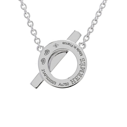 Hermes 18K White Gold Diamond Finesse Pendant Necklace 5 of 6