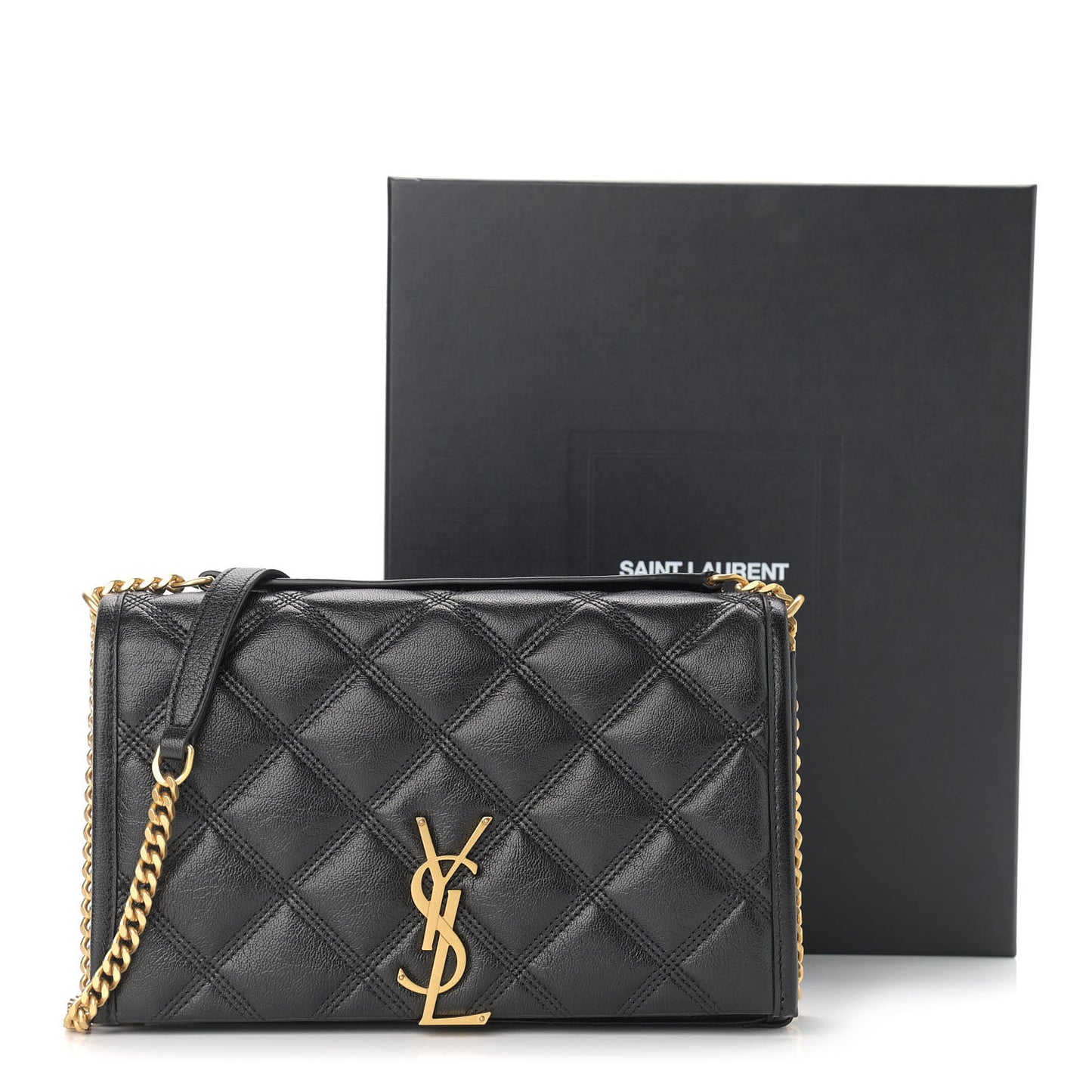 Lambskin Diamond Quilted Becky Chain Wallet Black
