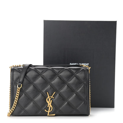 Saint Laurent Lambskin Diamond Quilted Becky Chain Wallet Black 10 of 10
