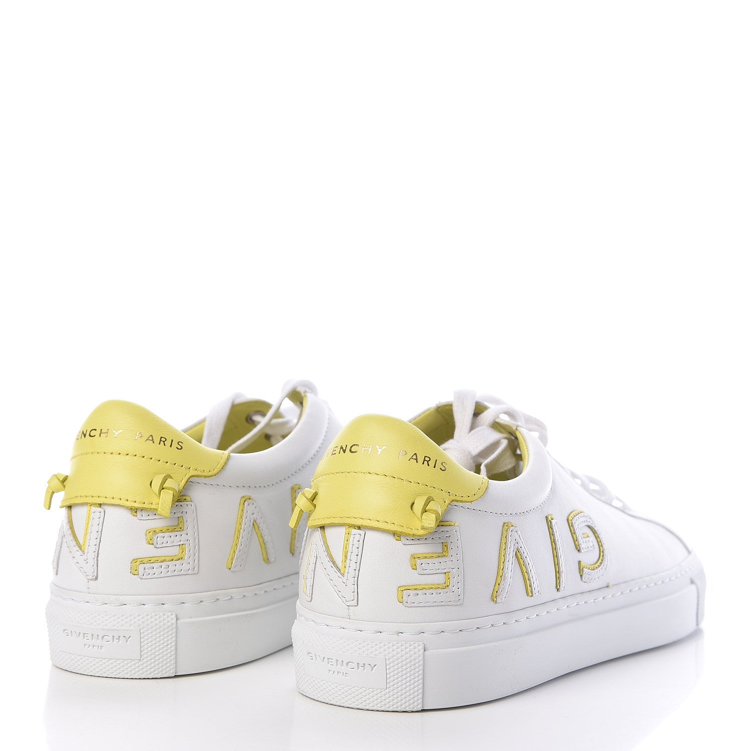 Givenchy Calfskin Reverse Logo Womens Urban Street Sneakers 38 White Yellow 4 of 10