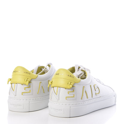 Givenchy Calfskin Reverse Logo Womens Urban Street Sneakers 38 White Yellow 4 of 10