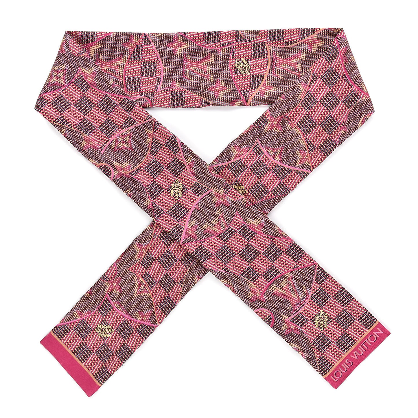 Silk Monogram Damier Pop Print Bandeau Pink