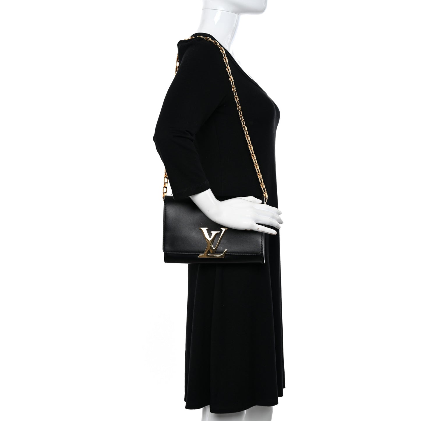 Calfskin Chain Louise MM Black