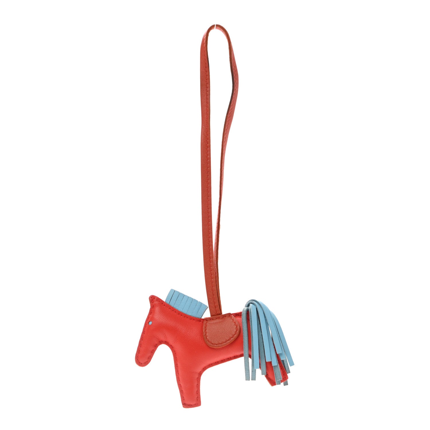 Hermes Milo Lambskin Grigri Rodeo Horse Bag Charm PM Capucine Celeste Cornaline 1 of 4