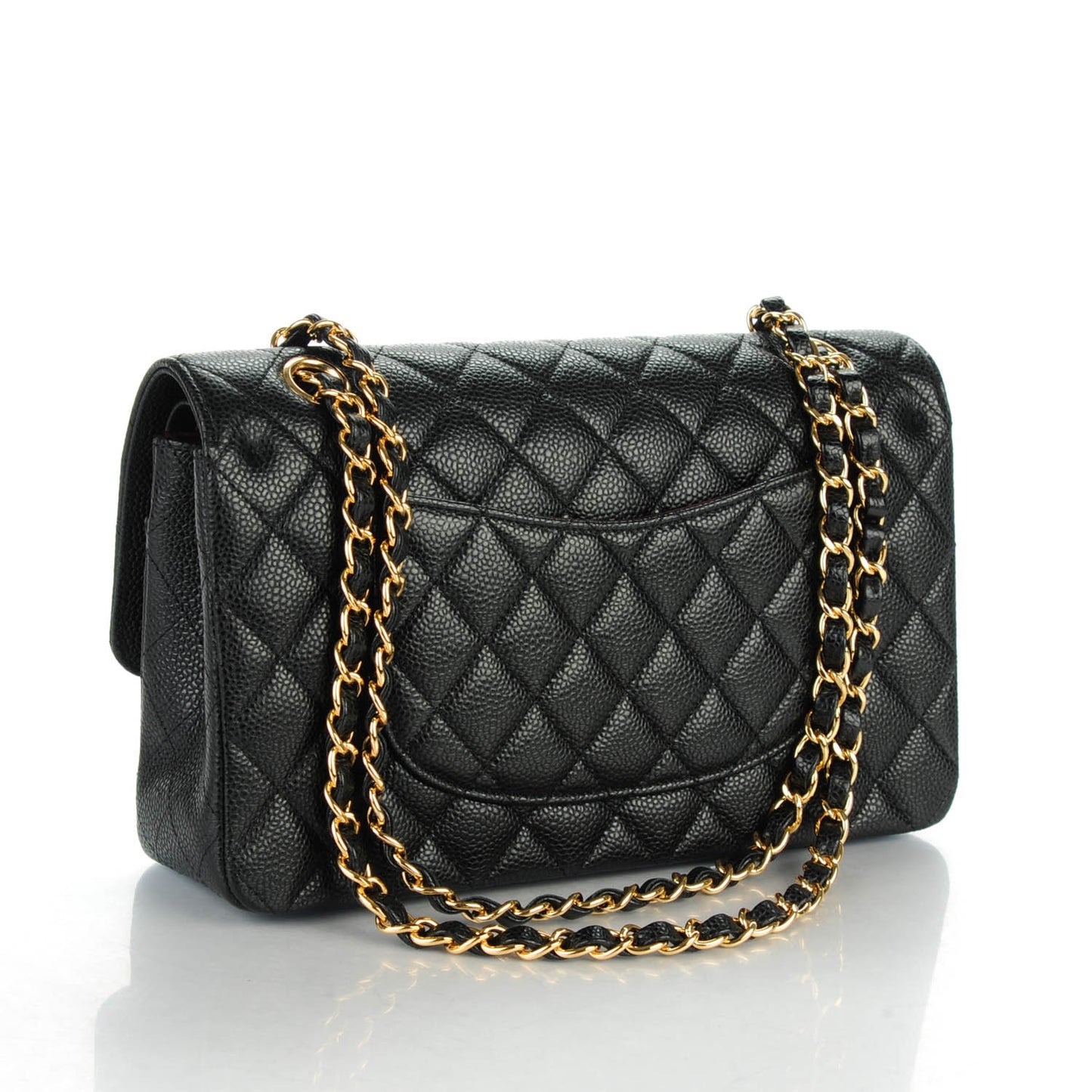 Caviar Quilted Medium Double Flap Black