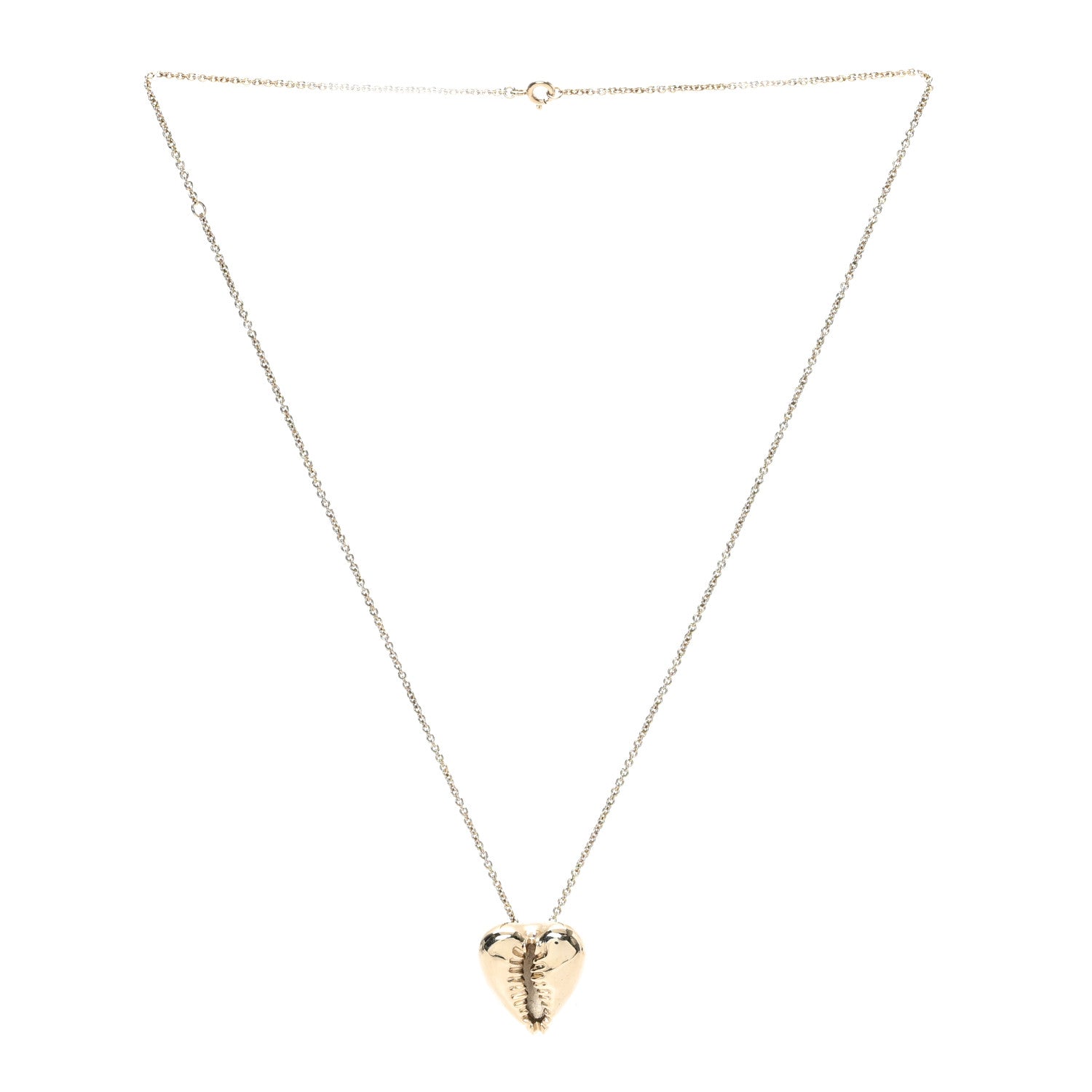 Saint Laurent Metal Cowrie Shell Heart Necklace Gold 3 of 4