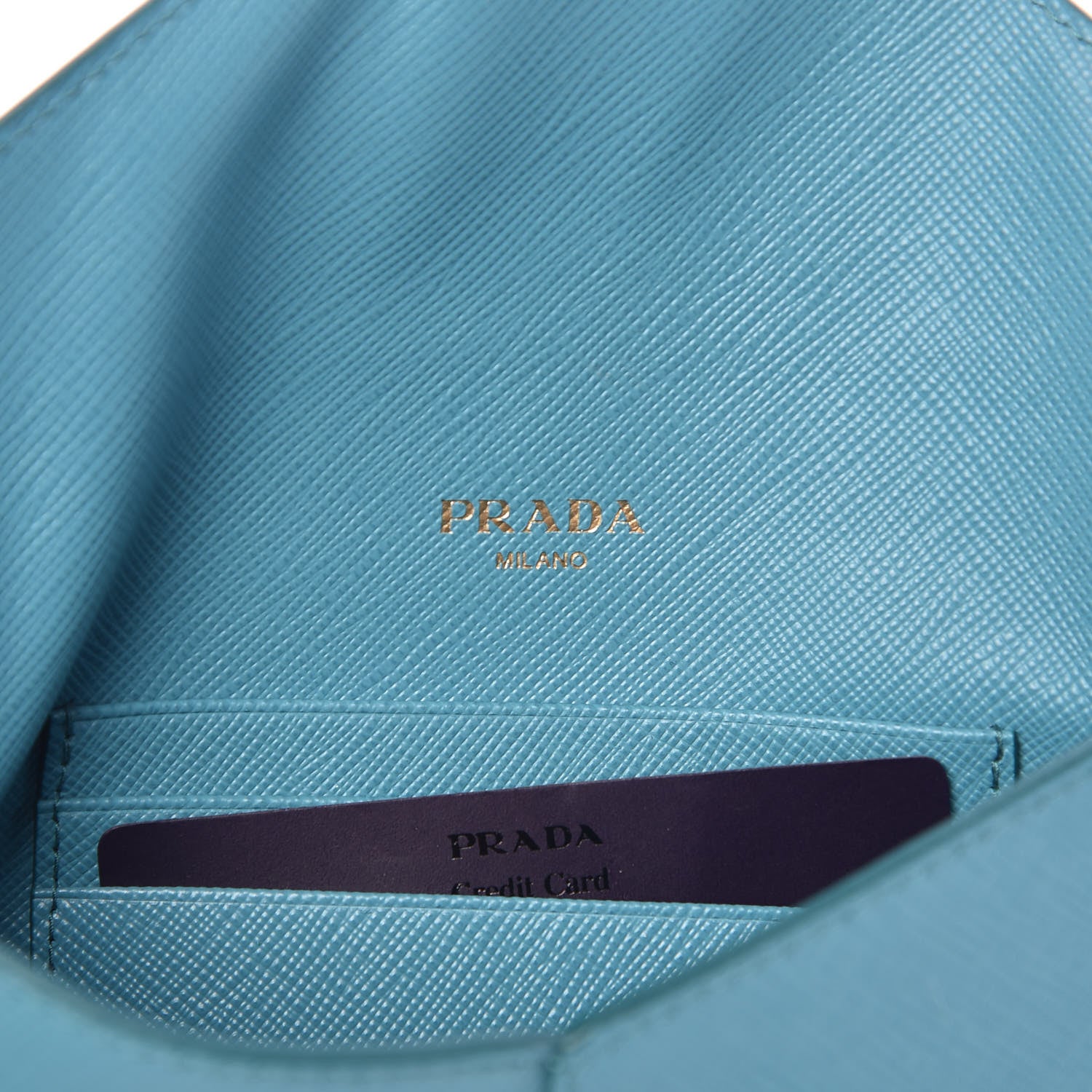 Prada Saffiano Metal Envelope Wallet Turchese 6 of 8