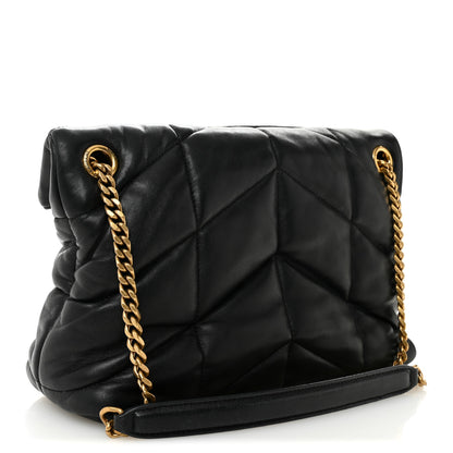 Saint Laurent Lambskin Quilted Small Loulou Puffer Monogram Chain Satchel Black 3 of 10