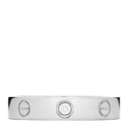 Cartier 18K White Gold Diamond 4mm LOVE Wedding Band Ring 53 6.5 1 of 4