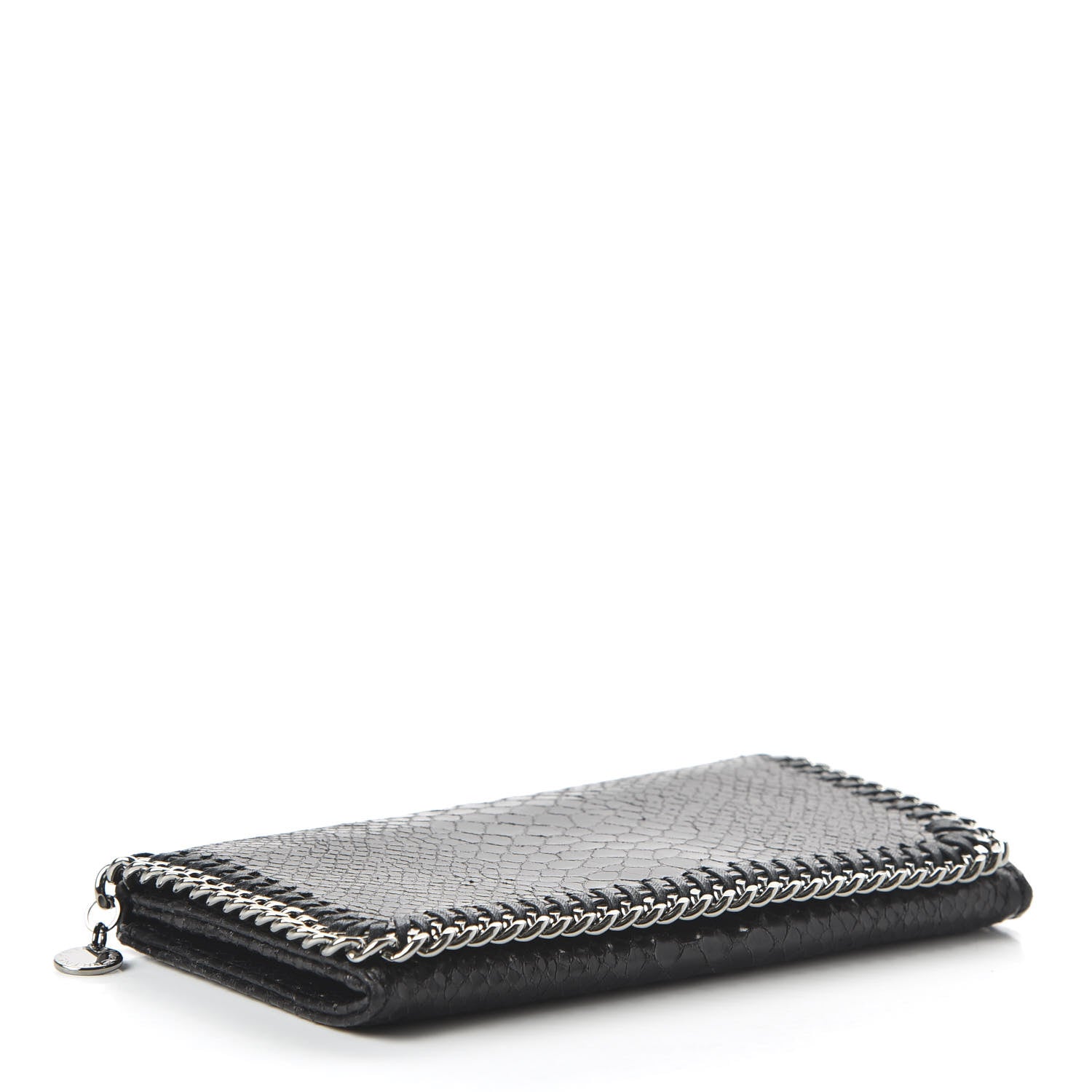 Stella McCartney Embossed Crocodile Effect Falabella Flap Wallet Black 4 of 9