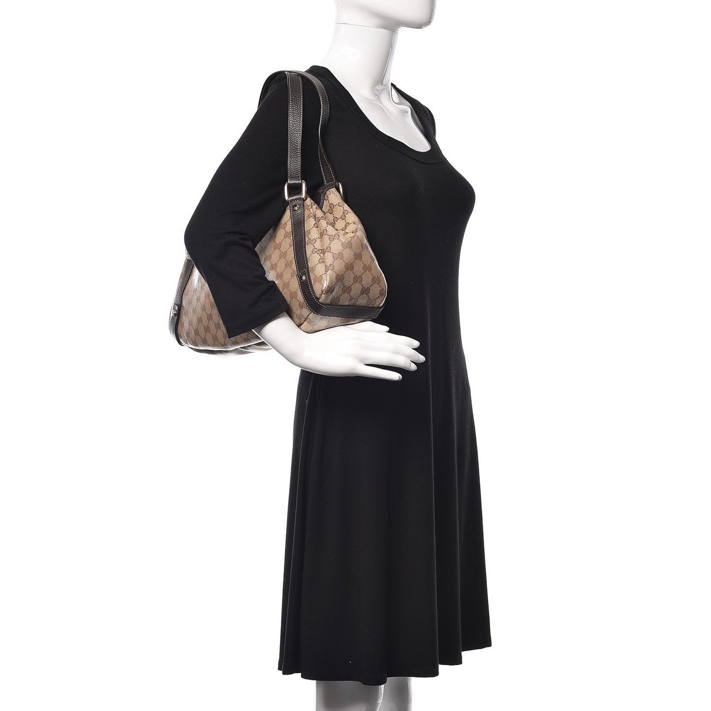 Crystal Monogram Medium Abbey Shoulder Bag Dark Brown