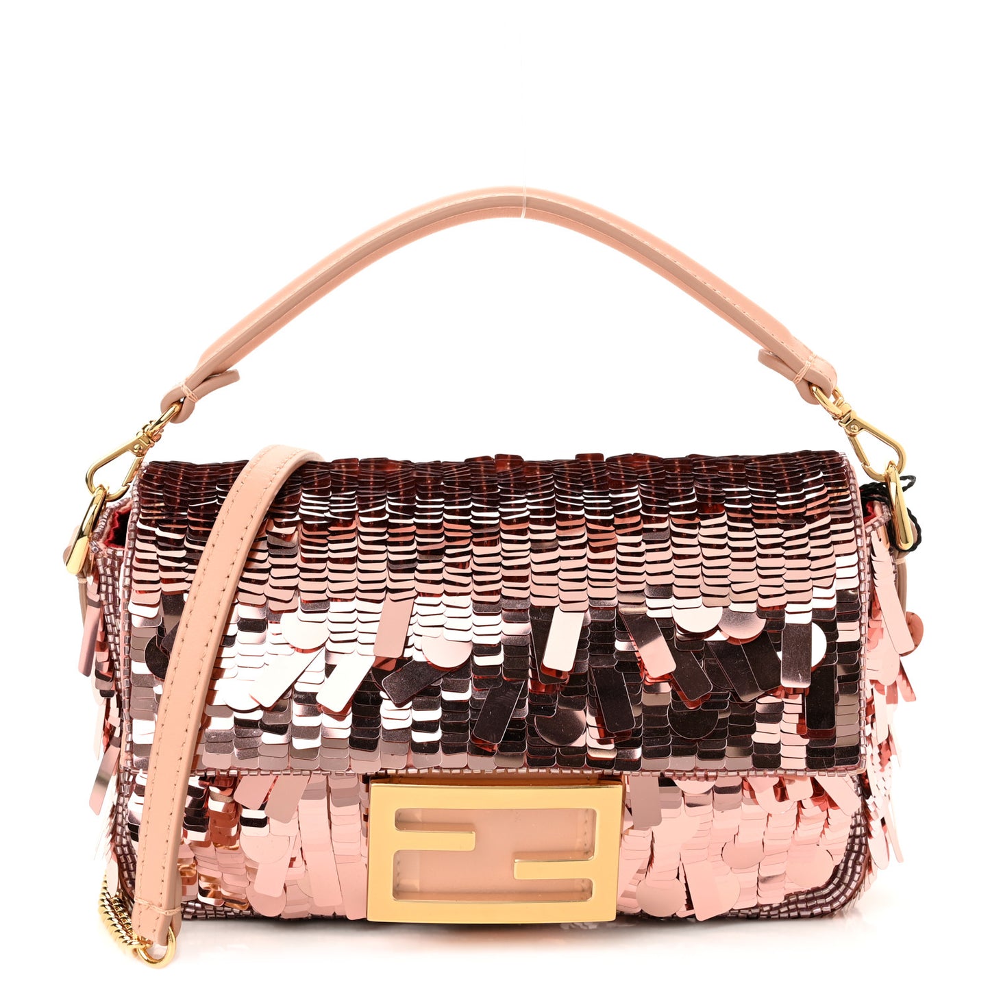 Sequin Paillettes Vitello Grace Sex and the City Mini Baguette Baby Pink