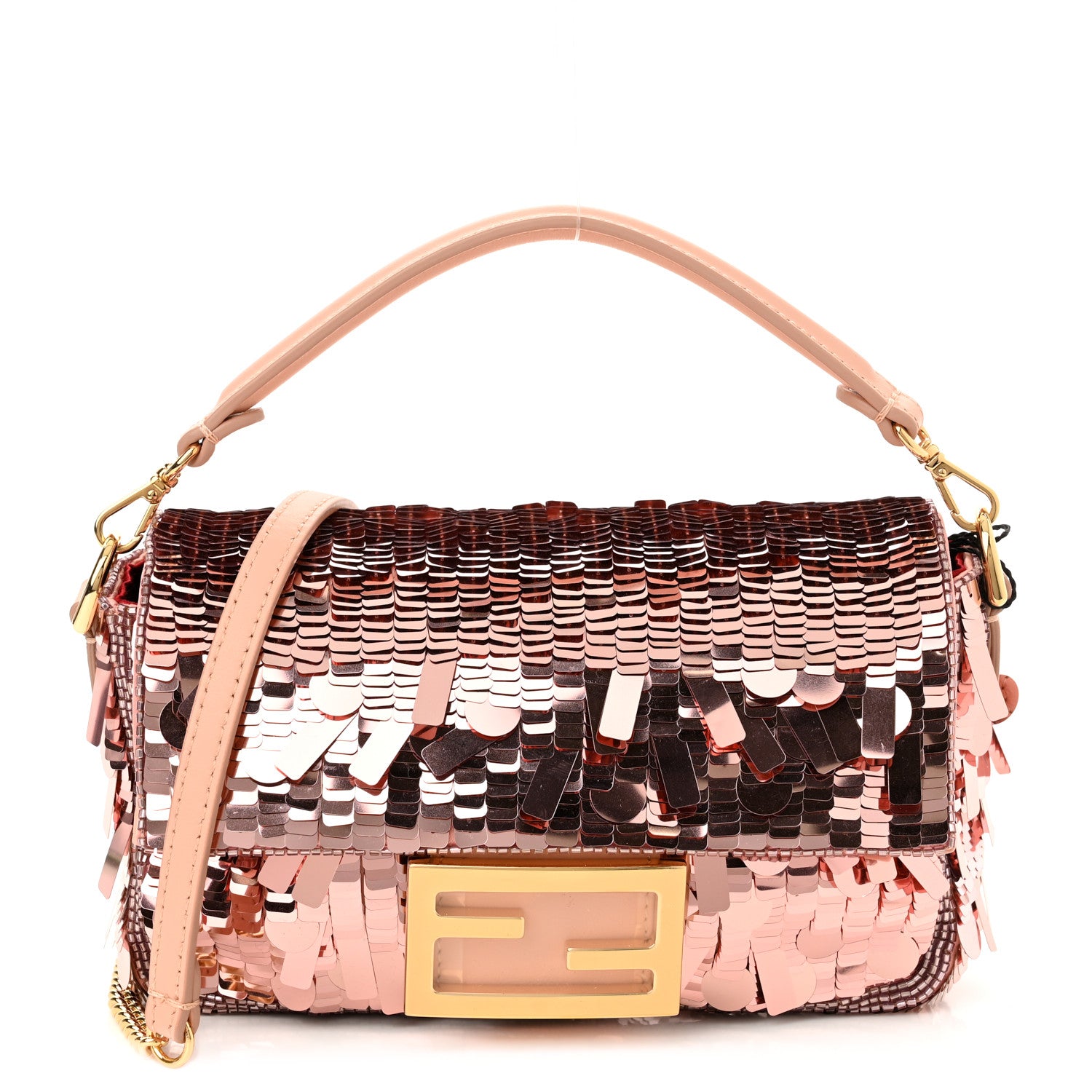 Fendi Sequin Paillettes Vitello Grace Sex and the City Mini Baguette Baby Pink 1 of 12
