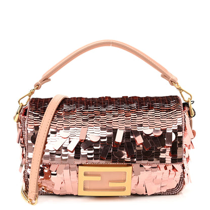 Fendi Sequin Paillettes Vitello Grace Sex and the City Mini Baguette Baby Pink 1 of 12