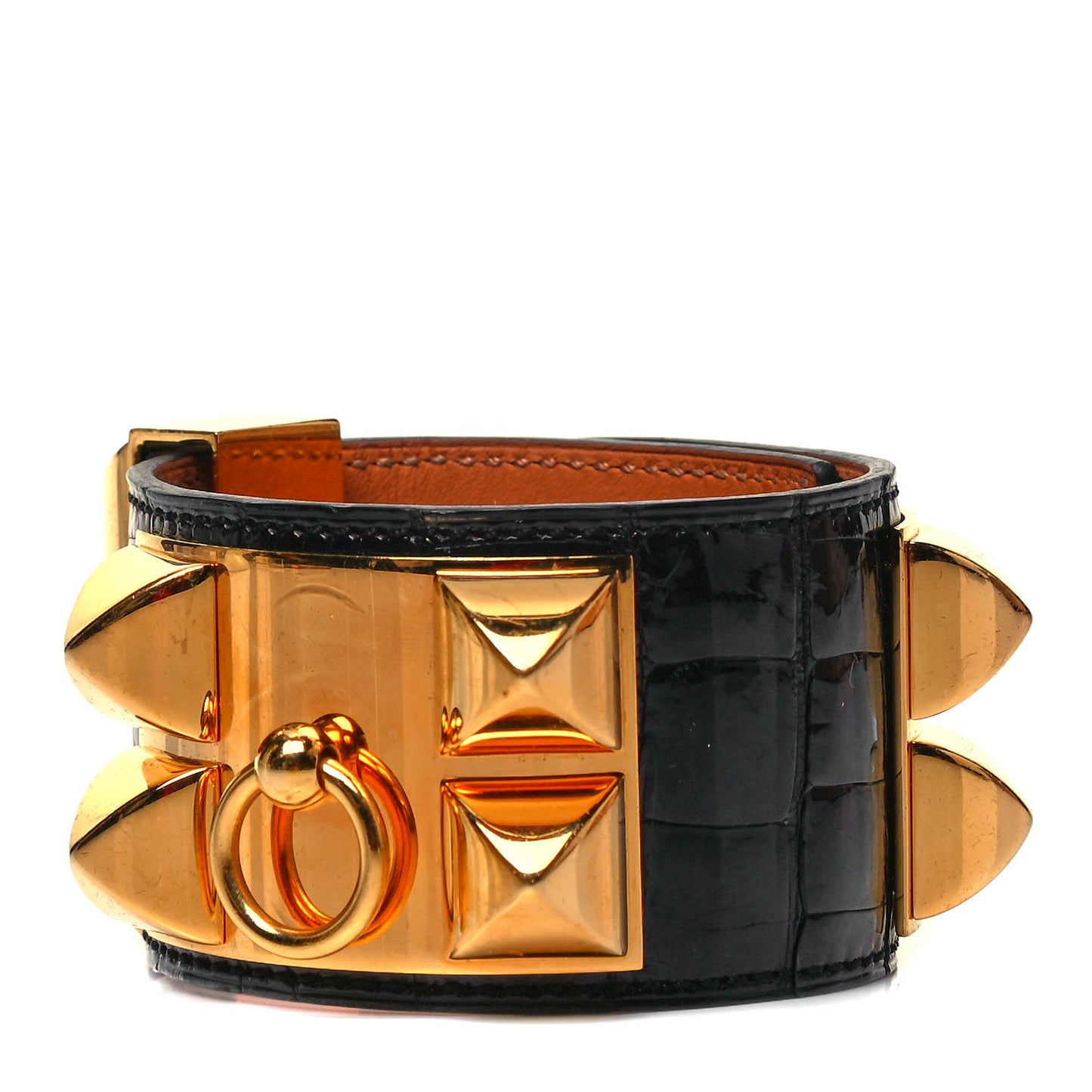 Shiny Niloticus Crocodile Collier de Chien CDC Bracelet S Black