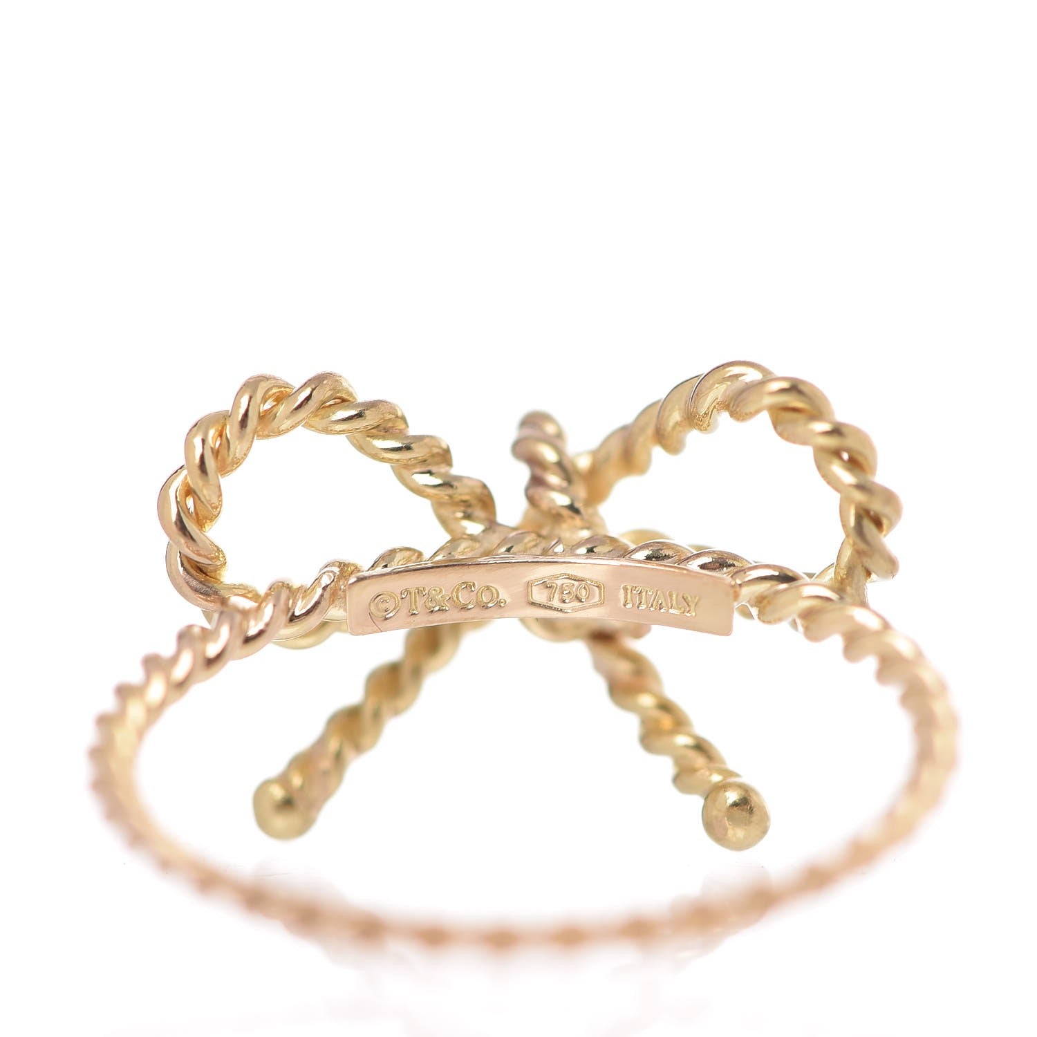 Tiffany 18K Yellow Gold Twist Bow Ring 53.5 6.5 4 of 6