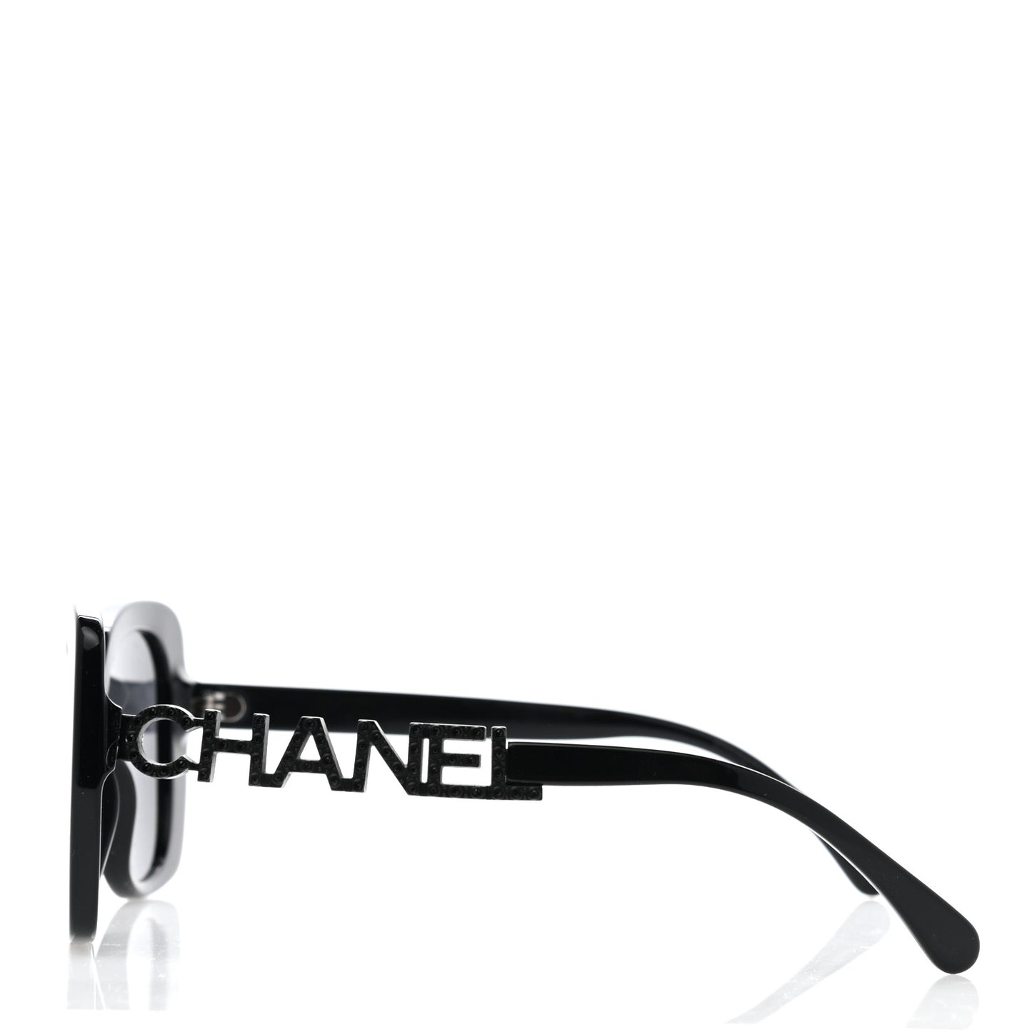 Acetate Strass Polarized Square Sunglasses 5422-B Black