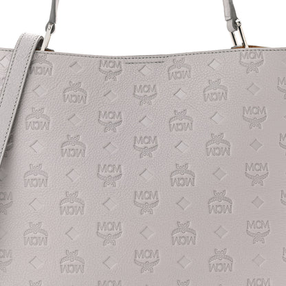 MCM Calfskin Ottomar Monogram Sarah Medium Hobo Dove Grey 7 of 9