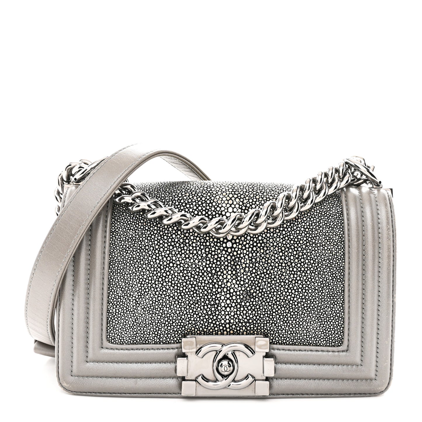 Galuchat Stingray Small Boy Flap Silver