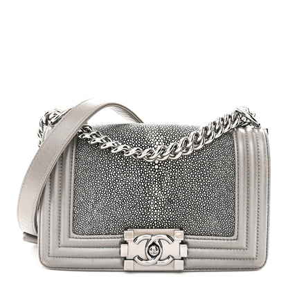 Chanel Galuchat Stingray Small Boy Flap Silver 1 of 16