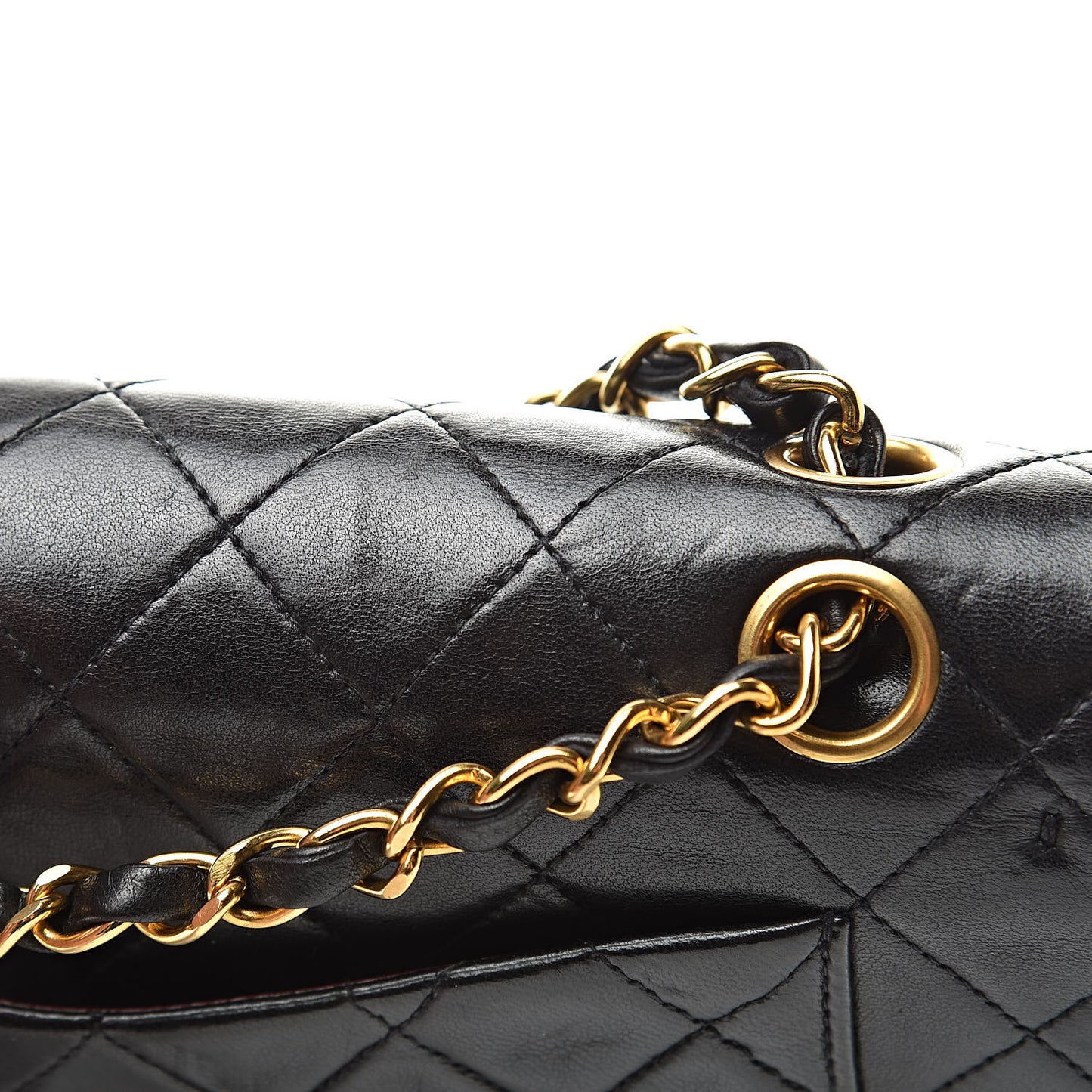 Lambskin Quilted Small Double Flap Black