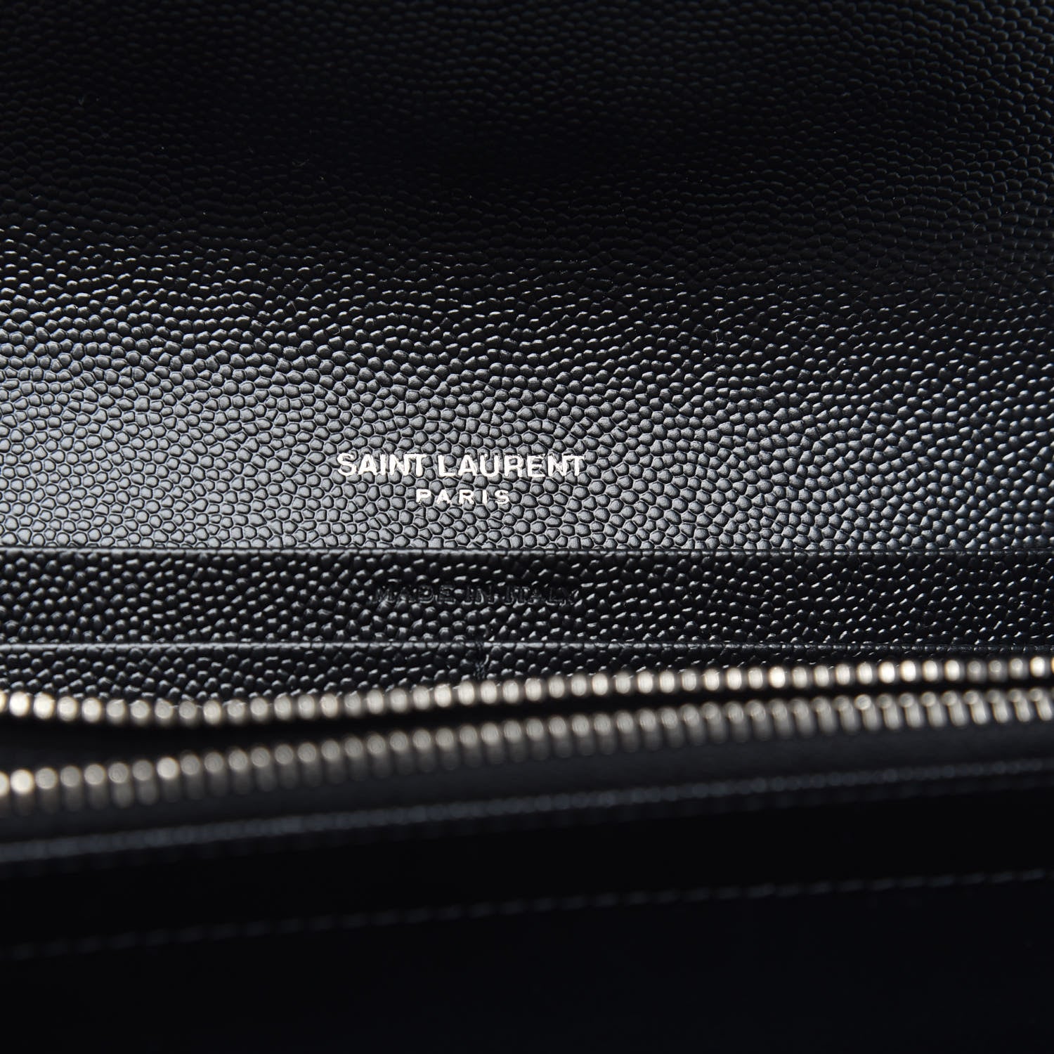 Saint Laurent Grain De Poudre Matelasse Chevron Monogram Flap Wallet Black 6 of 9
