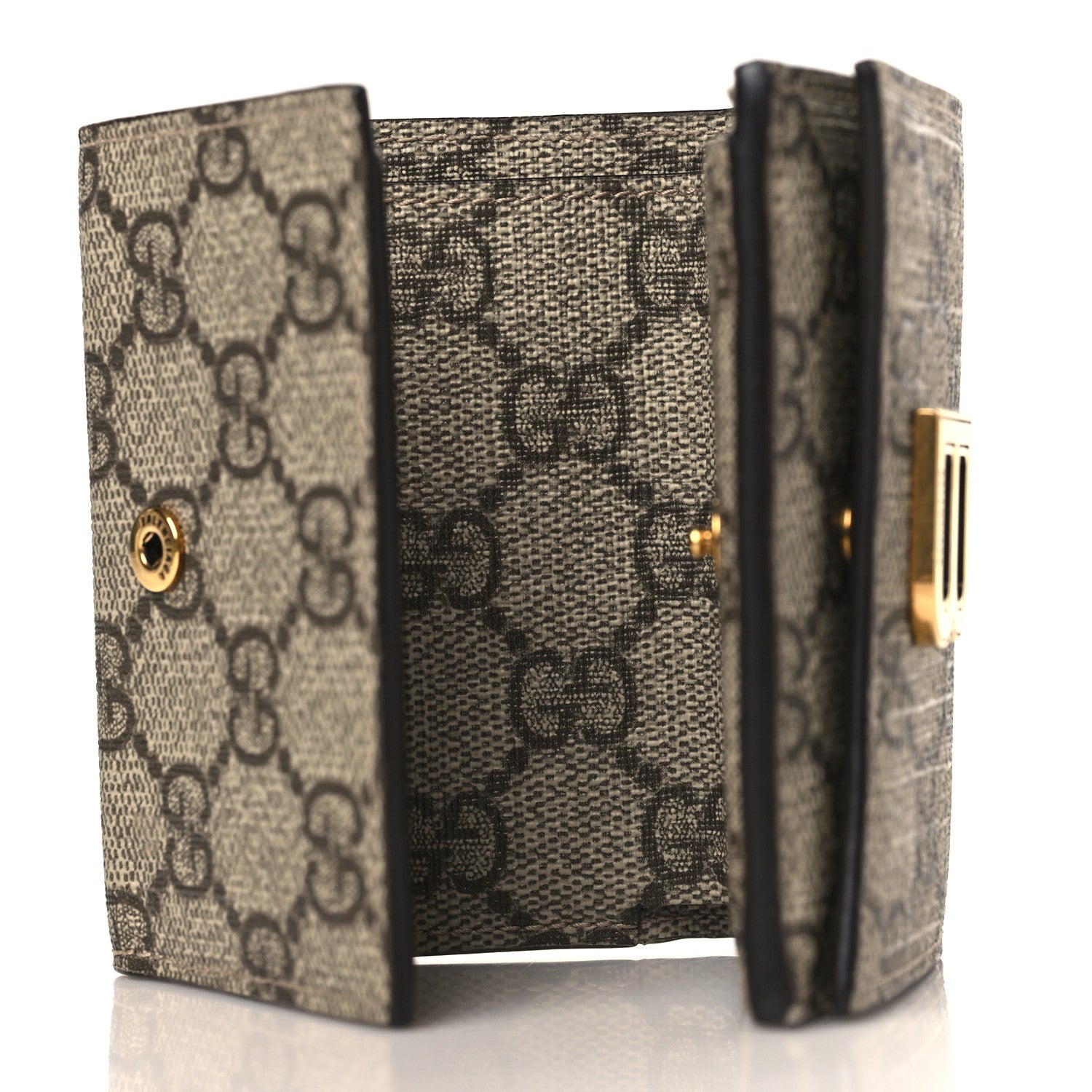 Gucci X BALENCIAGA GG Supreme Monogram Card Case Wallet Beige Ebony 5 of 8