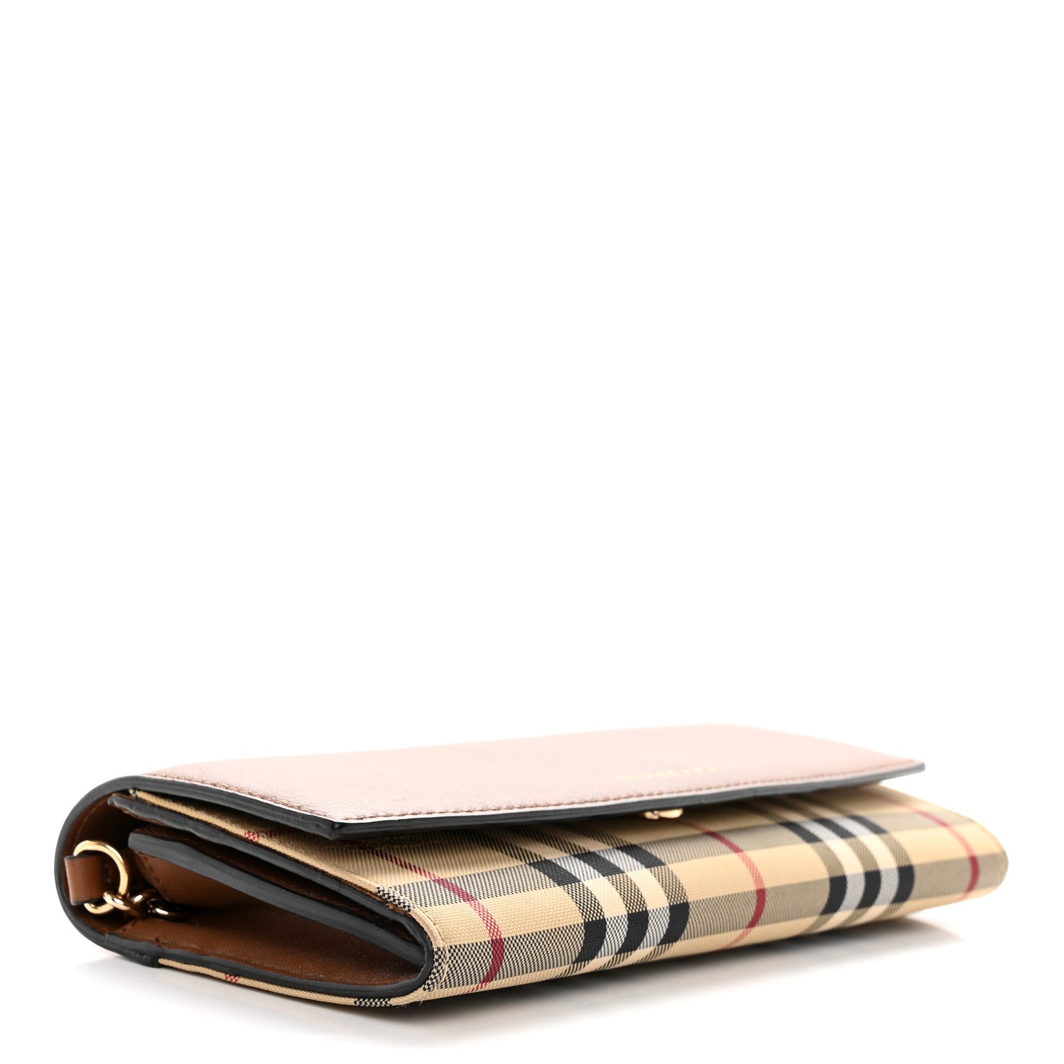 Burberry Calfskin Horseferry Check Henley Wallet On Chain Tan 3 of 13