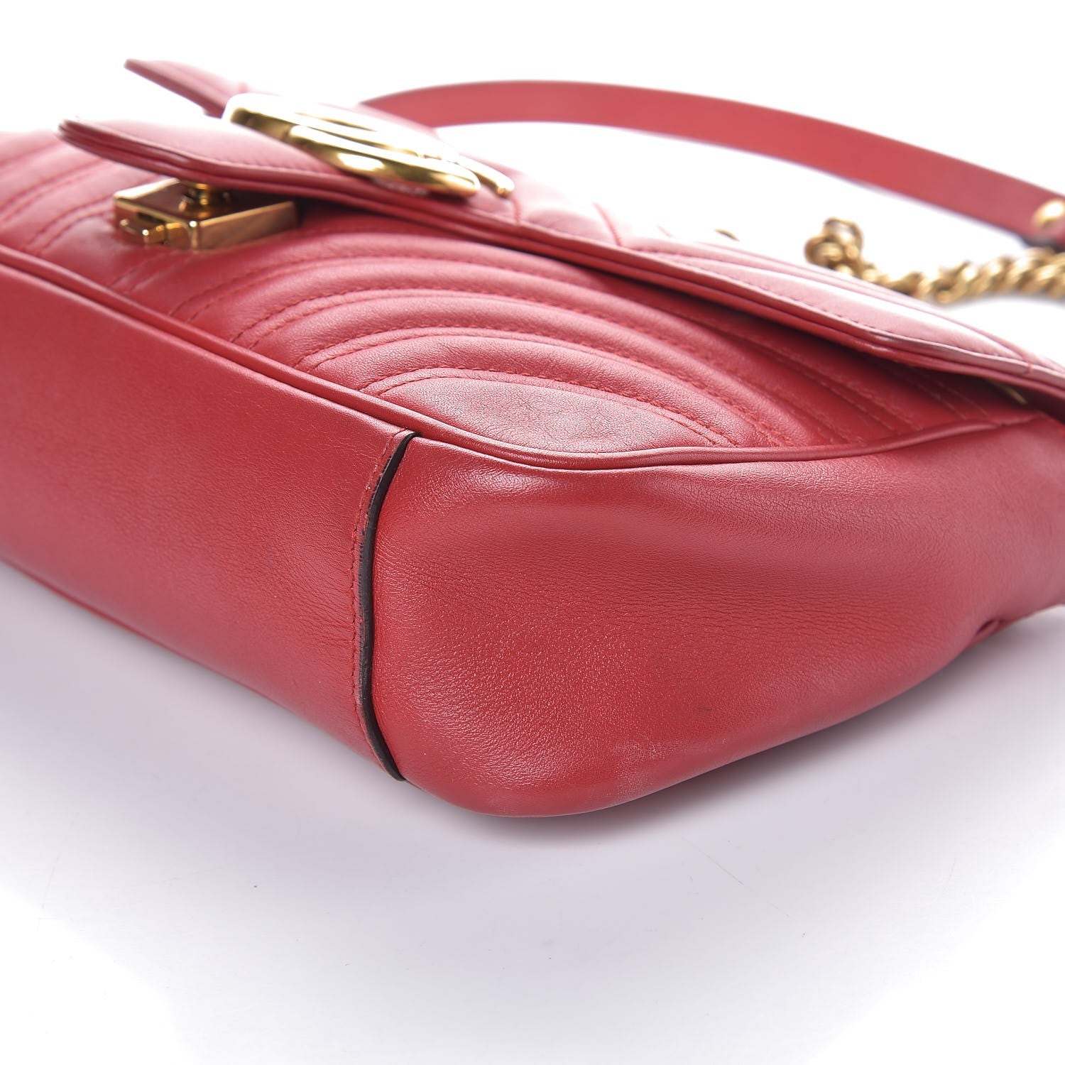 Gucci Calfskin Matelasse Small GG Marmont Shoulder Bag Hibiscus Red 17 of 19