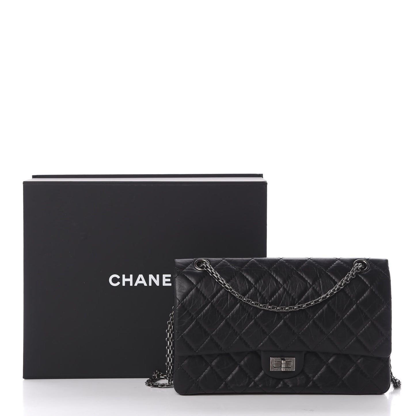 Aged Calfskin Quilted 2.55 Reissue 226 Flap Black