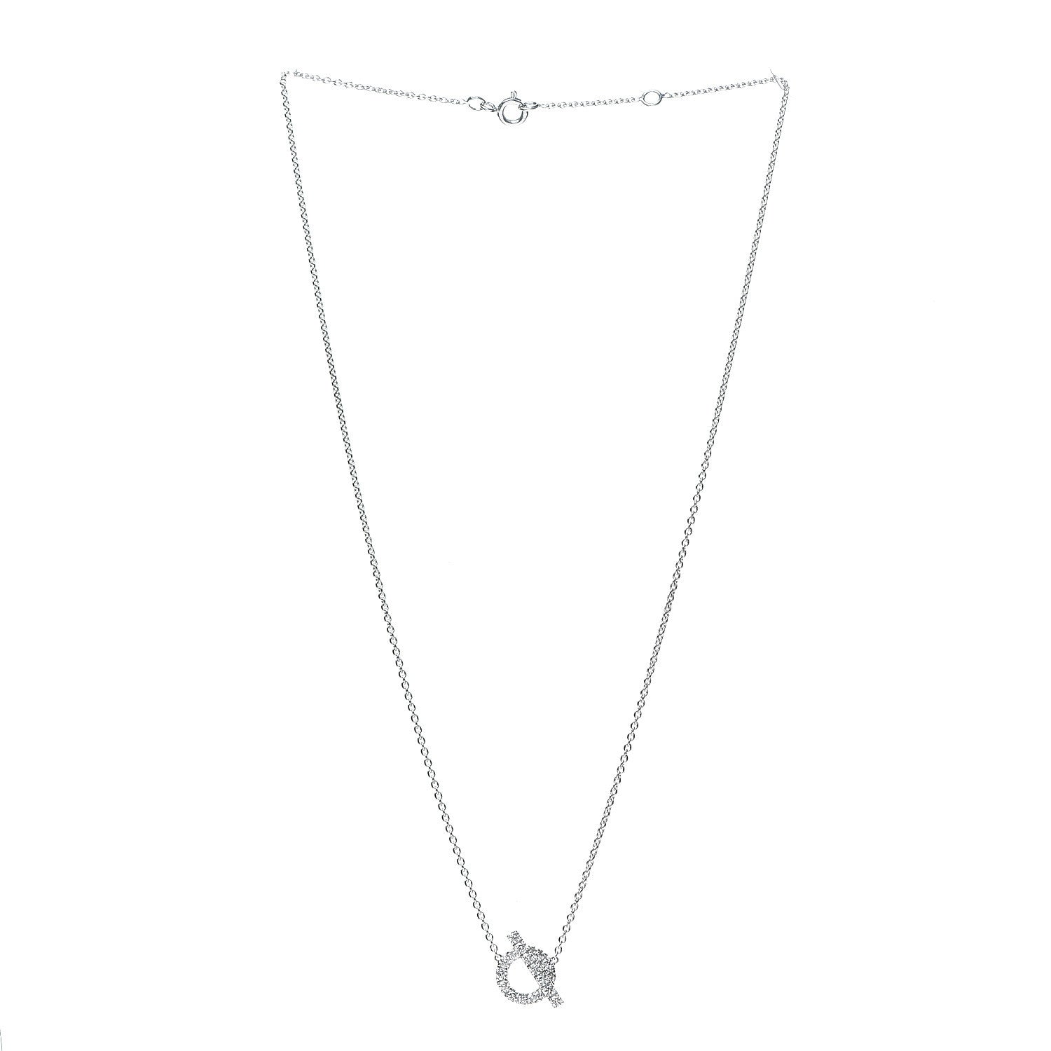 Hermes 18K White Gold Diamond Finesse Pendant Necklace 2 of 5
